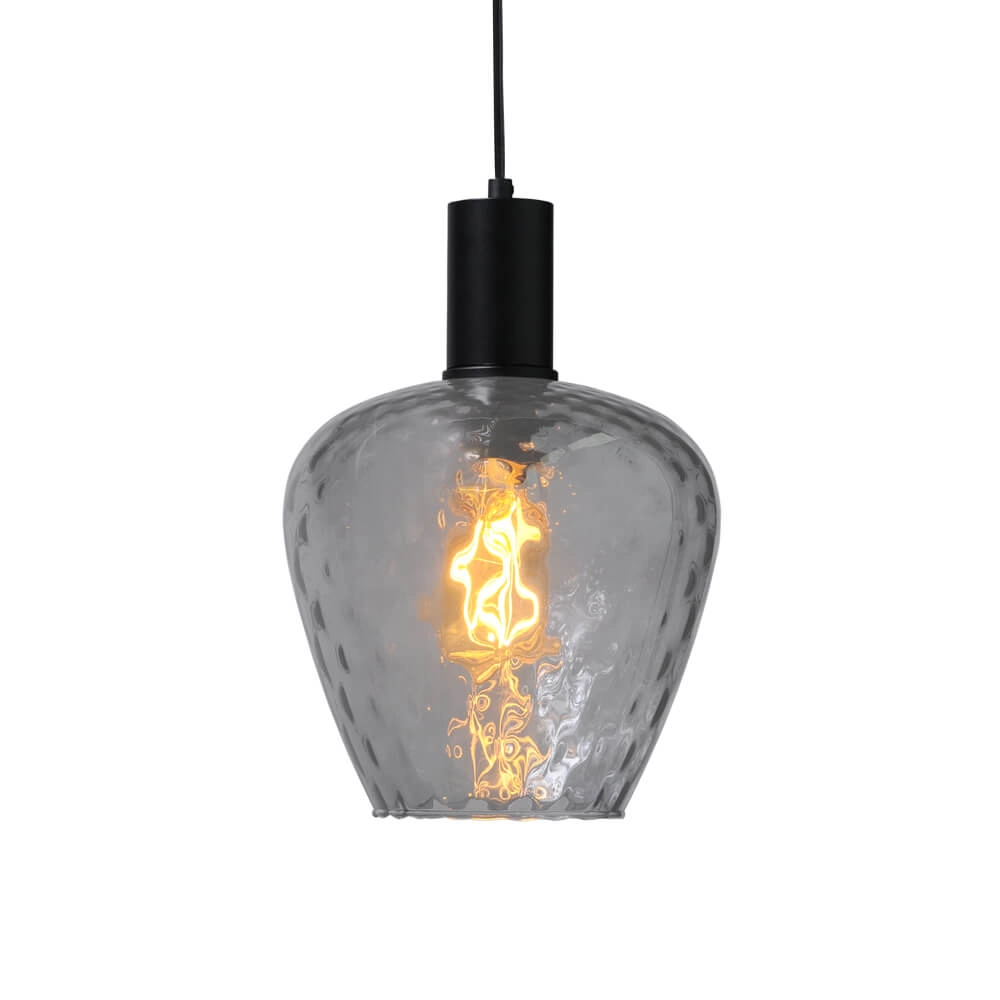 Lampe suspendue noire Porto avec verre fumé Diamond - Ø 21cm