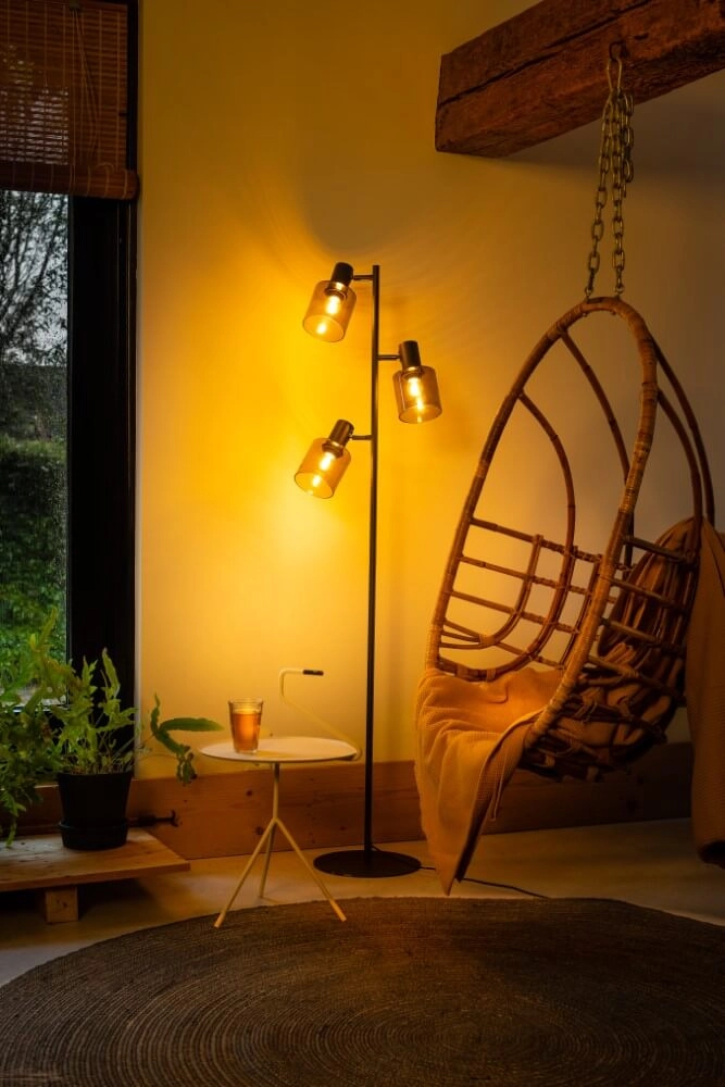 Lampadaire en verre Sledge Glass 3 lumières noir avec verre doré ETH 8720195302889