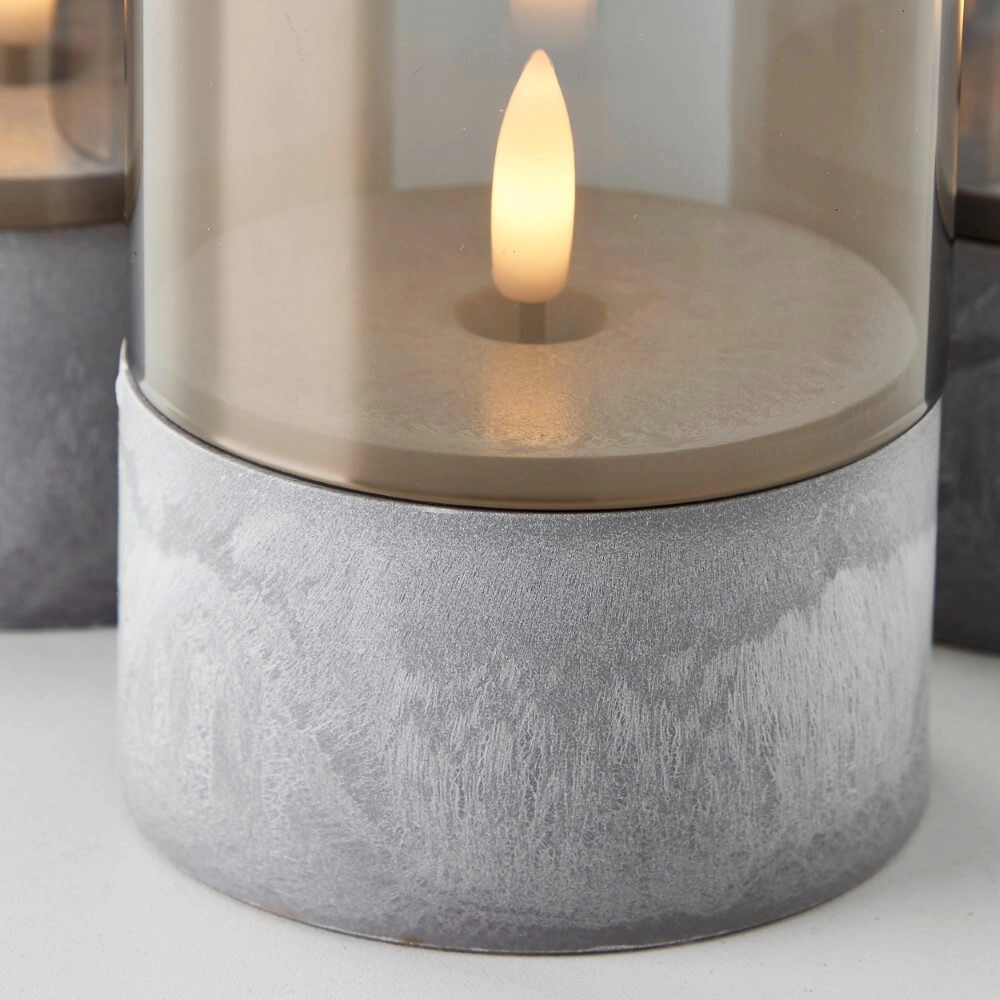 Ensemble de 3 lampes de table Bougie verre de fumée Brilliant 4004353428326