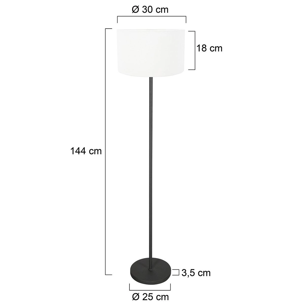 Lampadaire noir Noor avec capot blanc Steinhauer 8712746182316