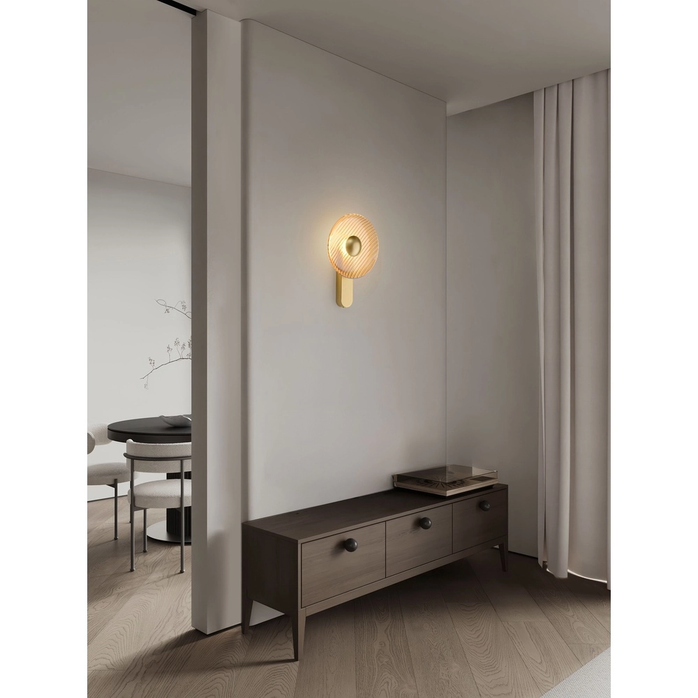 Lampe murale de conception Lavina or avec verre ambré Ø 25cm