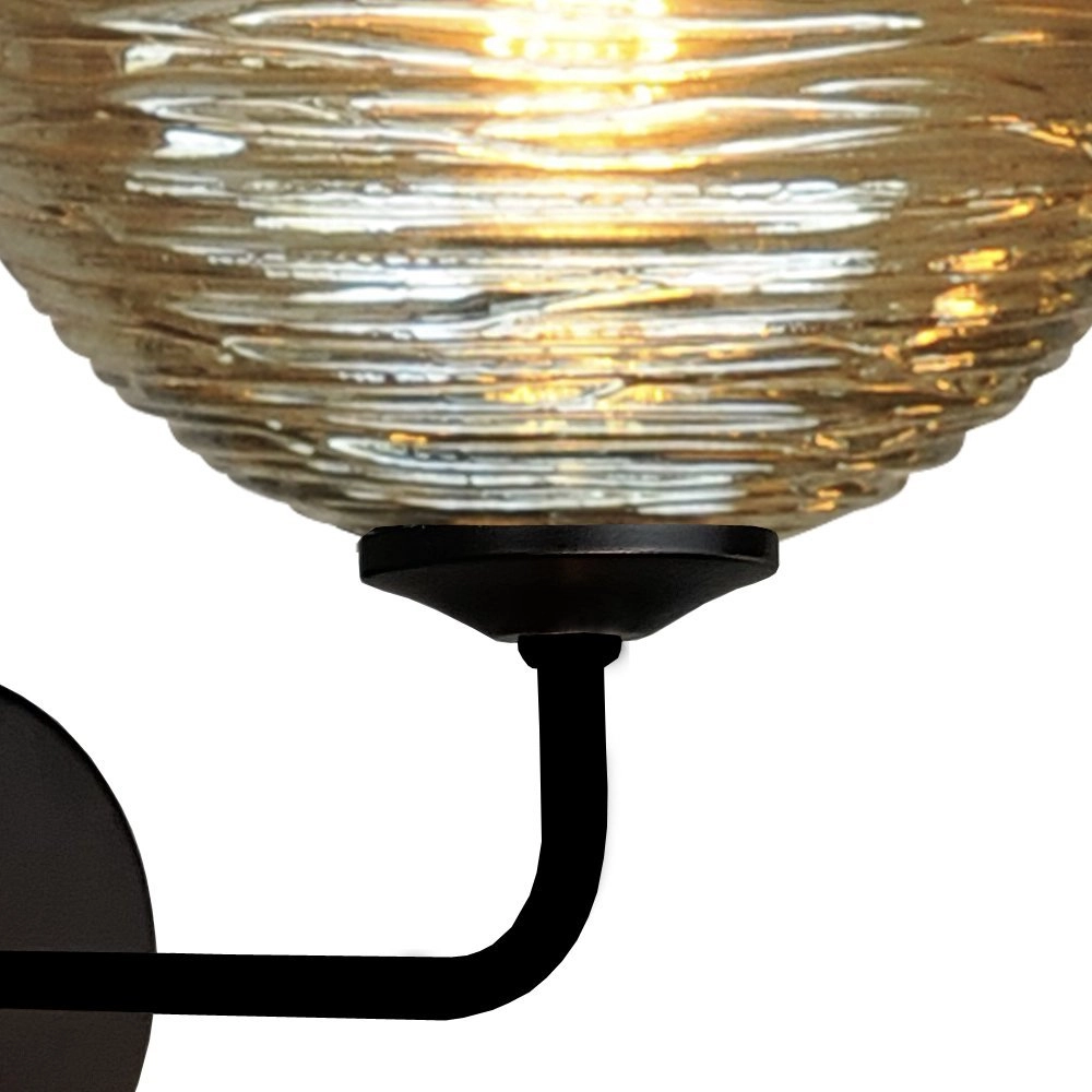 Applique Quinto noir avec verre rayé Masterlight 8718121247939