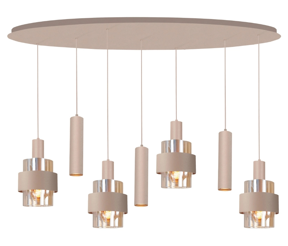Lampe pendante de table à manger Marrone 7L - ovale - sable