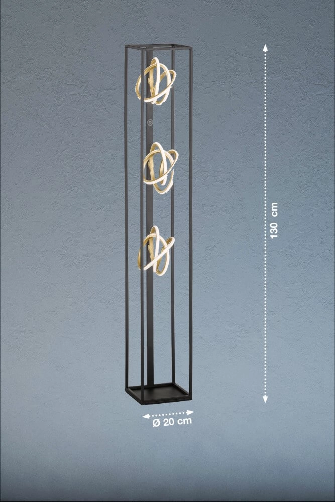 Lampe sur pied design Gisi noir avec de l'or Fischer & Honsel 4003694402866