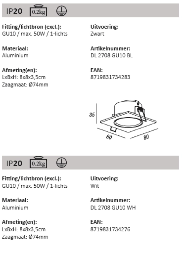 Spot encastré blanc Downel 9 cm Artdelight 8719831730414