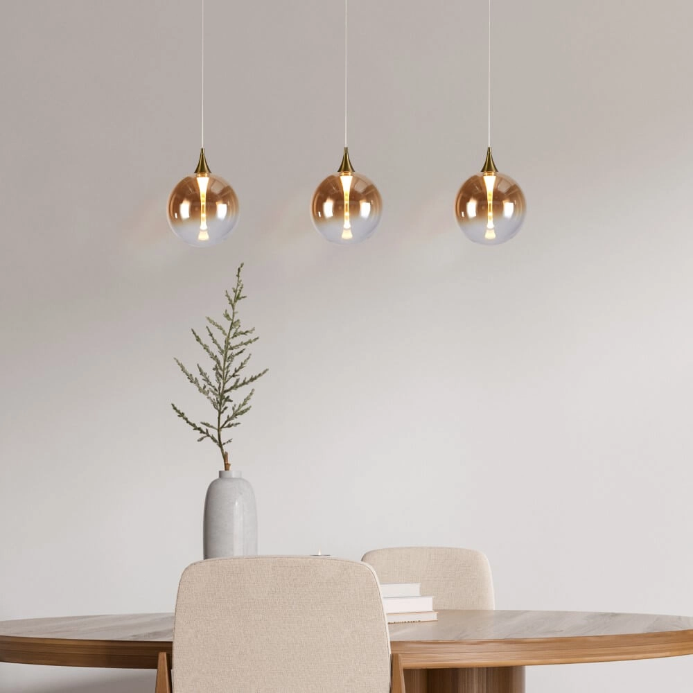 Suspension 3 lumières Alchemy Verre ambré Searchlight 5053423273839