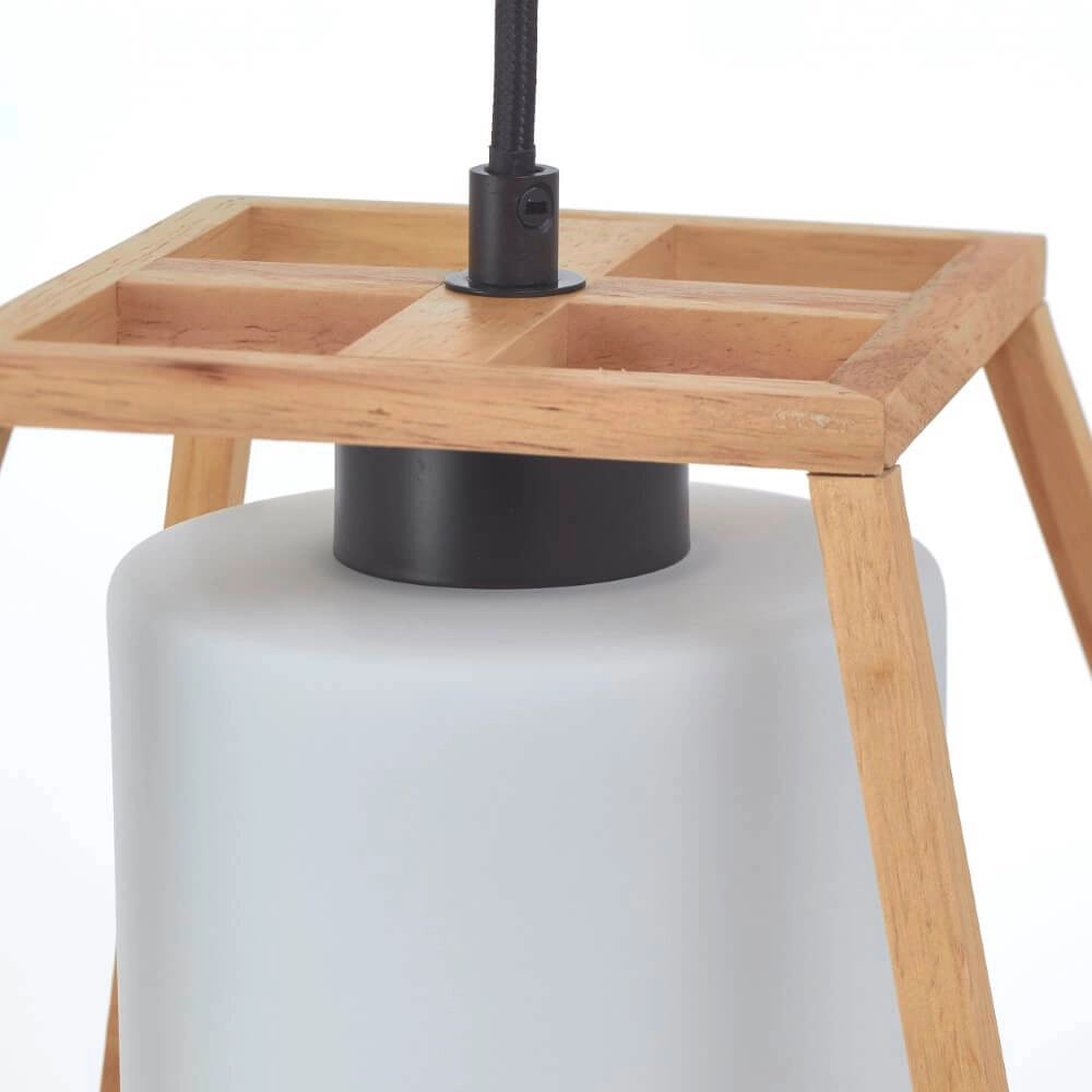 Lampe suspendue en bois Giseh pyramide 23 x 23cm Brilliant 4004353428470