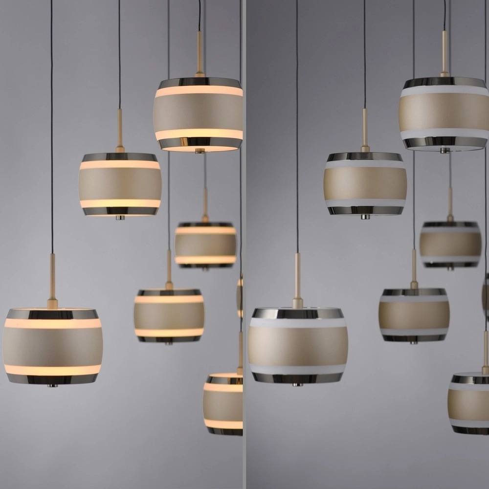 Lampe pendante de table de salle à manger de 7L Pure Falling Rings Bronce Paul Neuhaus 4012248396605