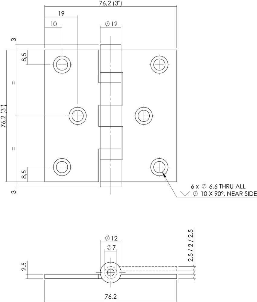 Charnière à roulement à billes Rotura Droit jusqu’à 50kg Noir Intersteel 8714186460733