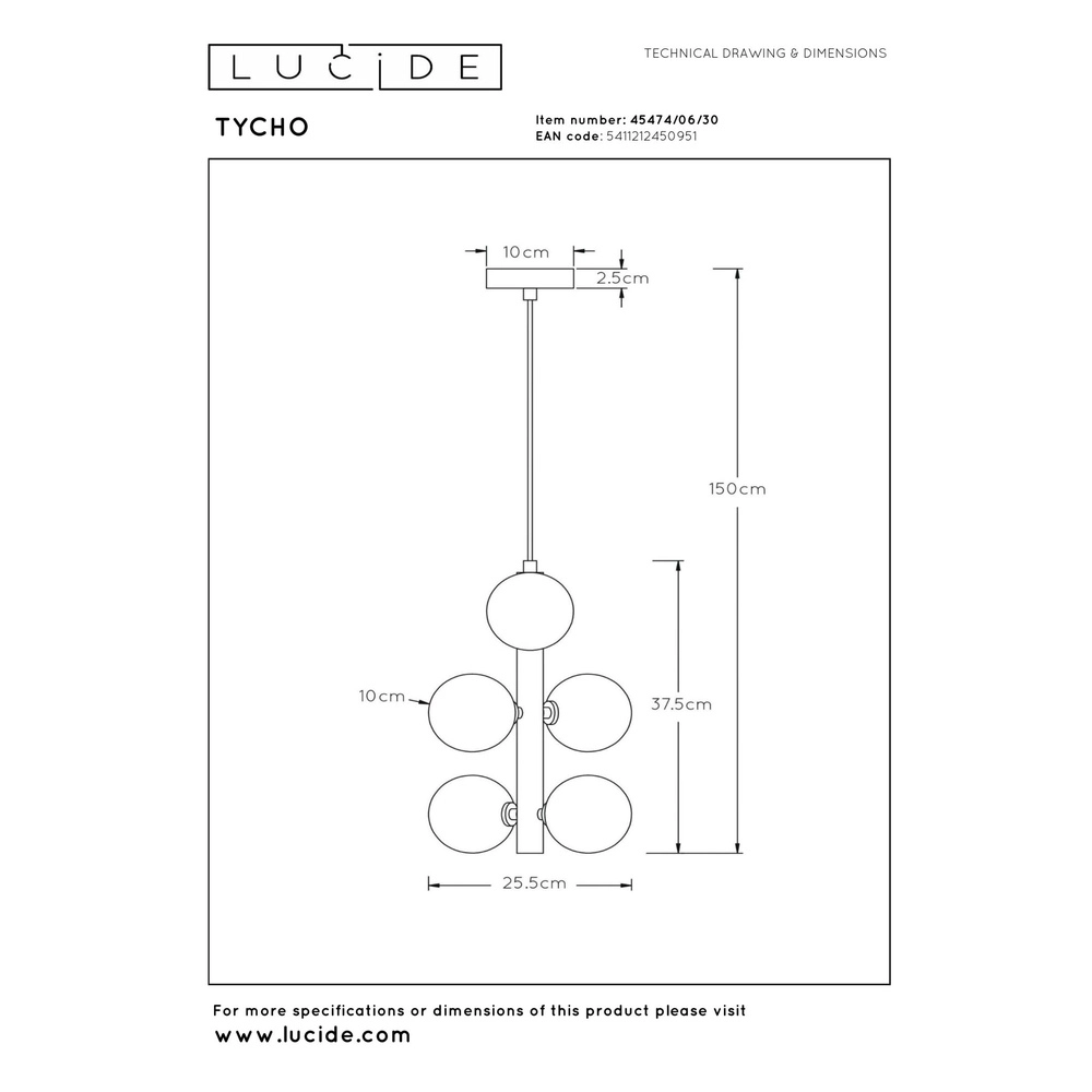 Lampe suspendue Tycho Noir Lucide 5411212450951