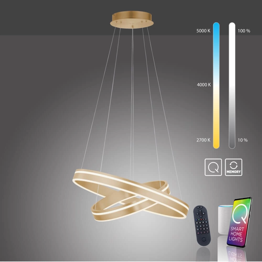 Lampe suspendue Q-Vito Ø 59cm en laiton Paul Neuhaus 4012248357781
