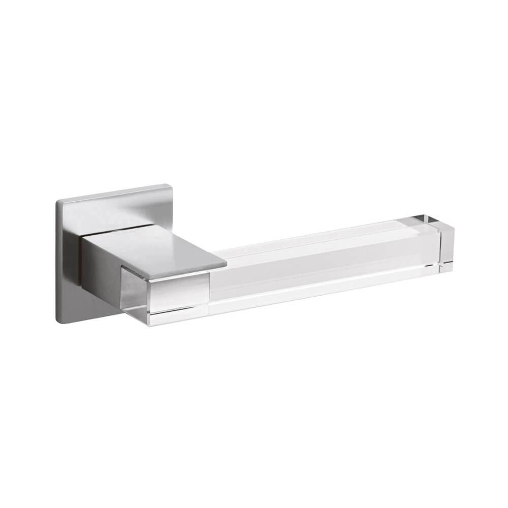 Poignée de porte design Ice Cube chrome mat et transparent