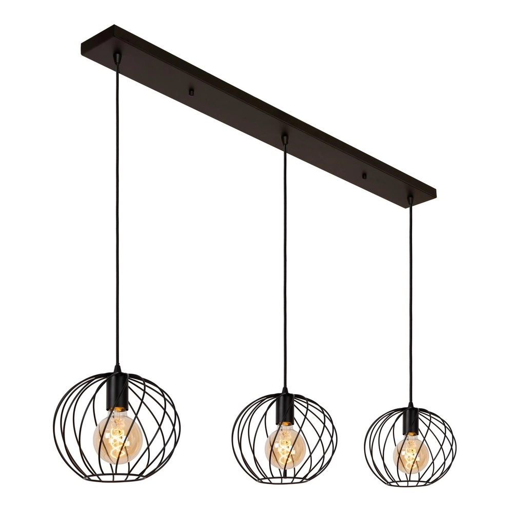 Lampe pendante à 3 lampes Danza Noir Lucide 5411212211552