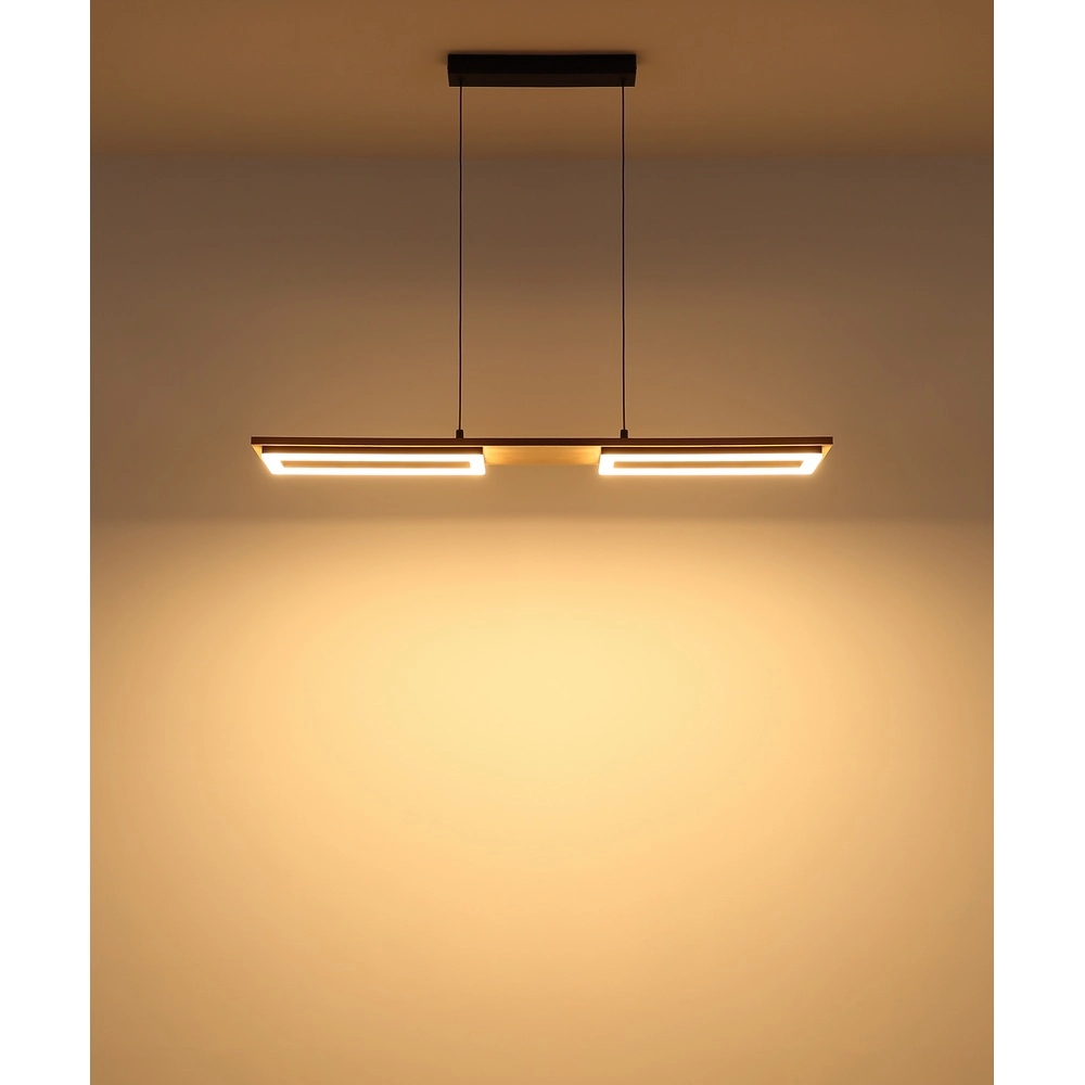 Lampe de plafond à design Bruce noir avec bois Globo 9007371592111