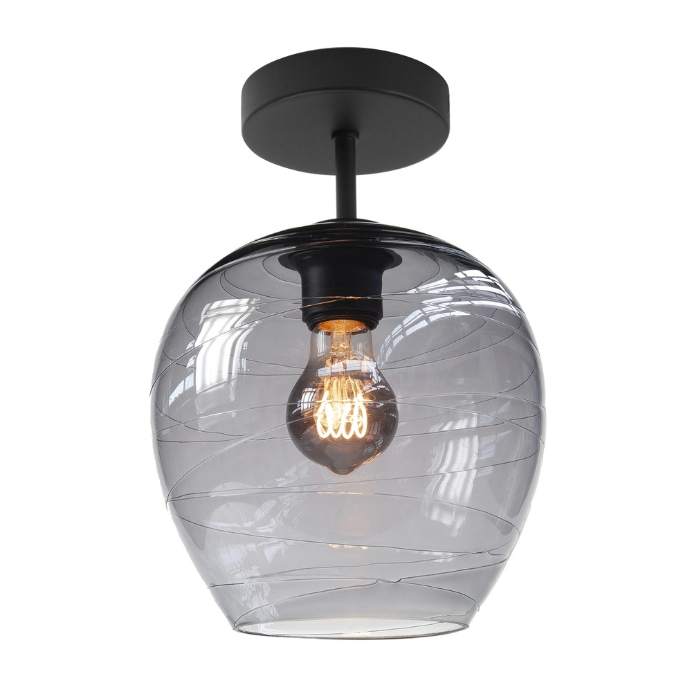 Plafonnier Fantasy noir avec verre fumé Ø 22cm