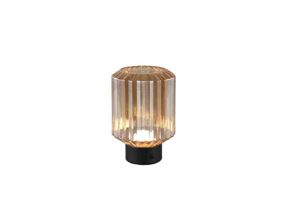 Lampe de table rechargeable Lord avec verre ambré Lampe de table rechargeable Lord avec verre ambré