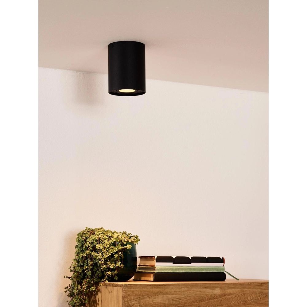 Emplacement de plafond monté en surface Tube noir Ø 9,6 cm Lucide 5411212221278