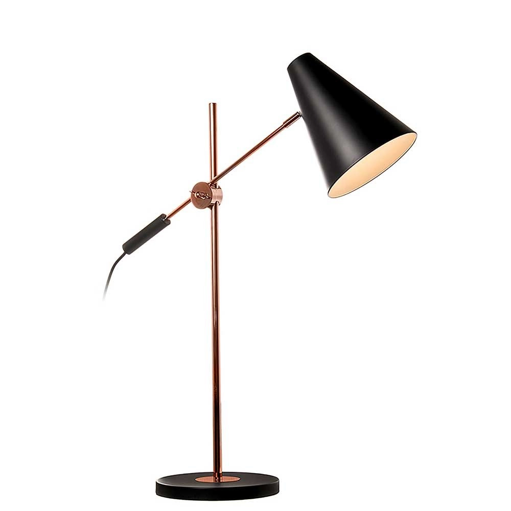 Lampe de bureau élégante Obscur noir avec du cuivre rouge