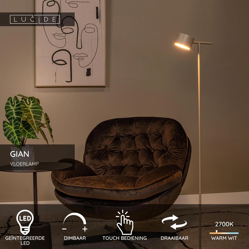 Lampe de pied Gian brun sable Lucide 5411212421142