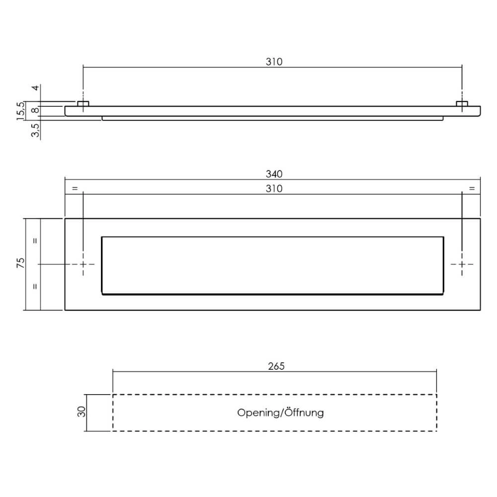 Boîte aux lettres avec rebord de pluie Posta noir droit Intersteel 8714186400852