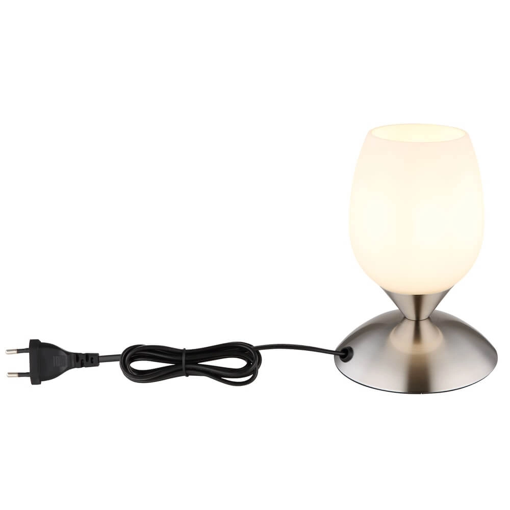 Lampe de table Kuwaita nickel avec verre blanc Globo 9007371446988