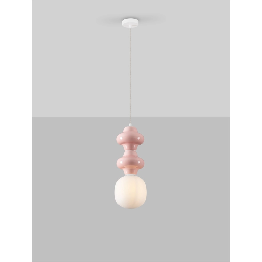 Suspension Clio M en céramique rose avec verre blanc Lyora 5212017461261