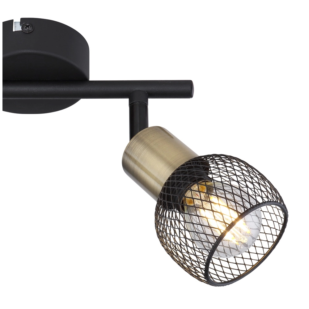 Lampe de plafond Fiastra Noir 2 clairs avec maillage Globo 9007371415120