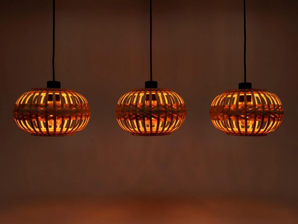 Lampe suspendue 3 lumières en rotin Amsfield 1 Eglo 9002759438630