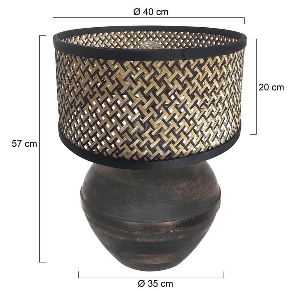 Lampe de table Lyons noir avec abat-jour en bambou 56cm Steinhauer 8712746172447