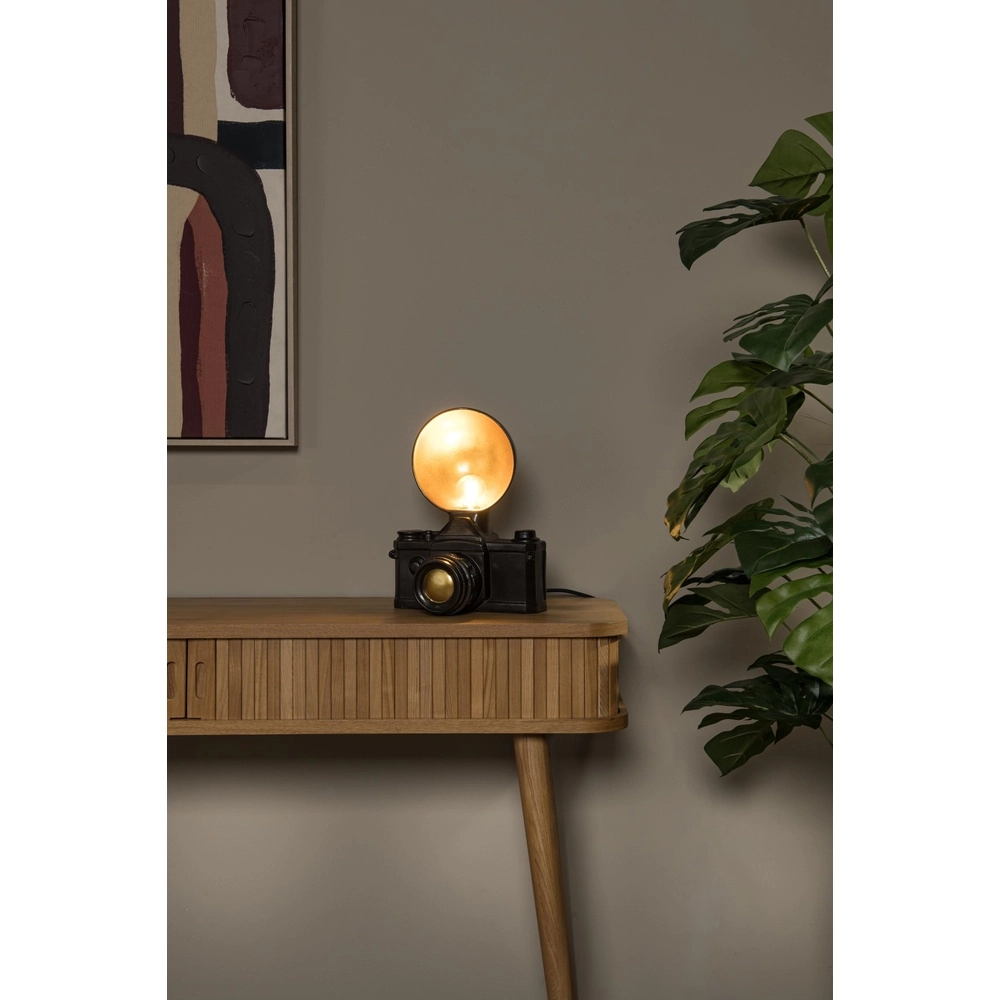 Lampe de table nostalgique Extravaganza Camera noir avec or Lucide 5411212345769