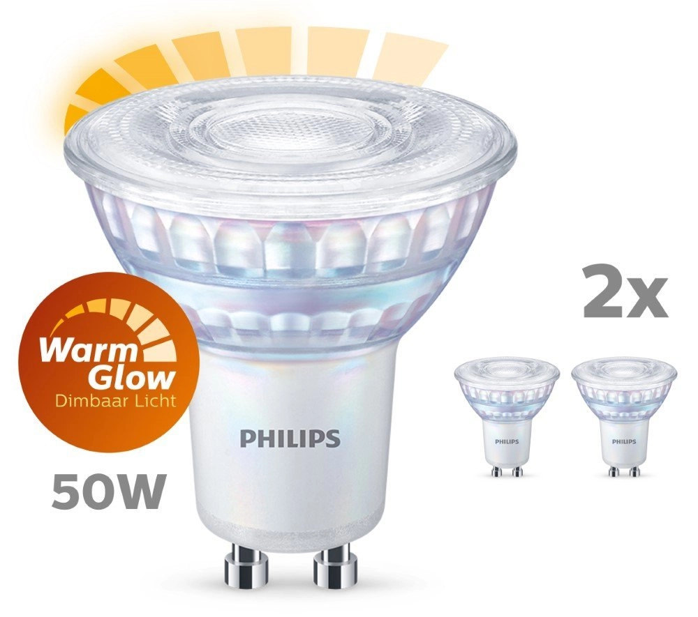 3,8W - GU10 - 2200-2700K - 345 lumen lot de 2 Philips 8718699776435