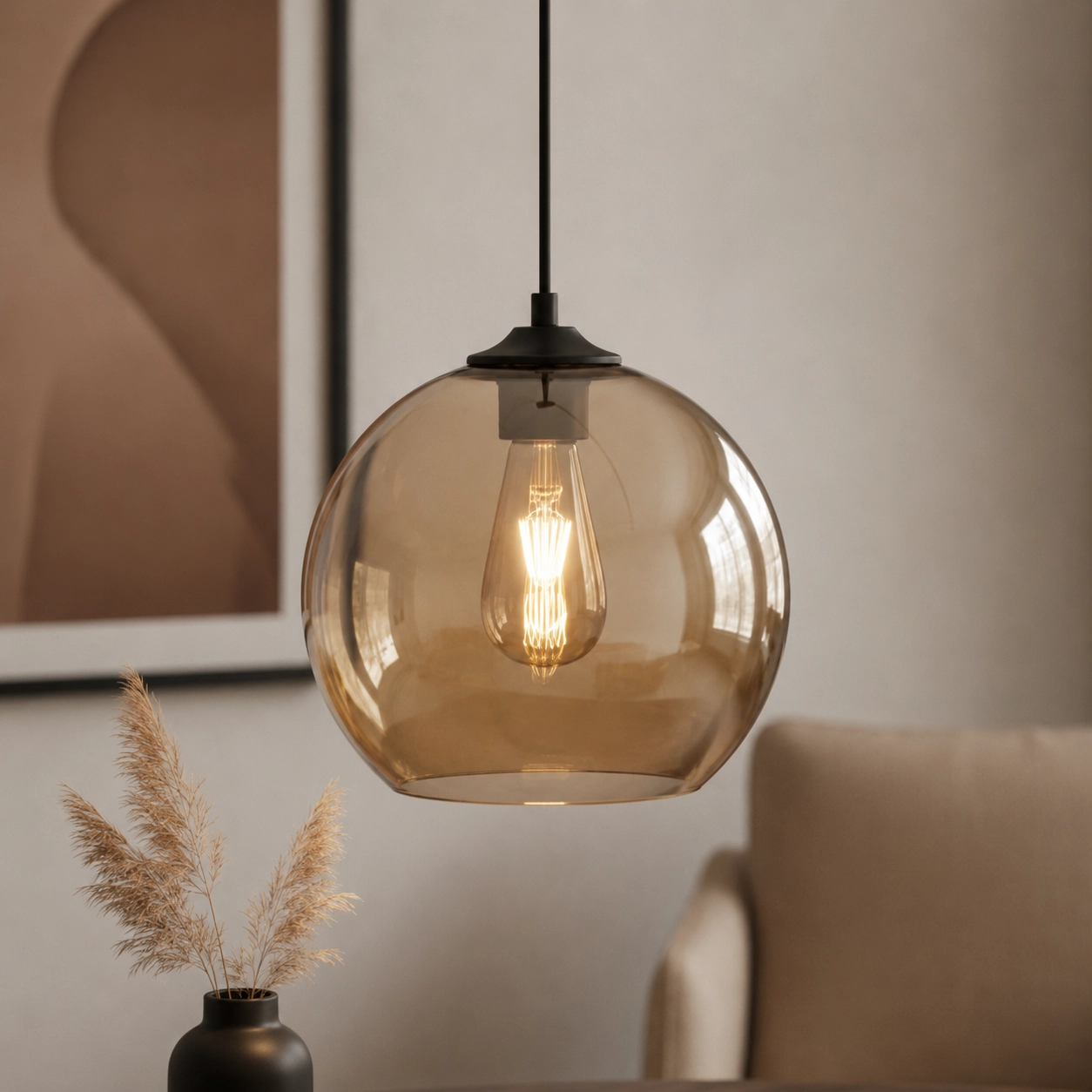 Lampe suspendue design Marino ambre Ø 25cm