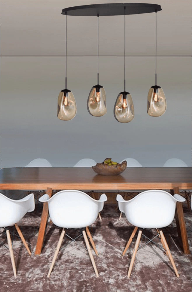 Lampe suspendue Lava Oval 4x verre doré Ø 22,5cm Masterlight 8718121290065