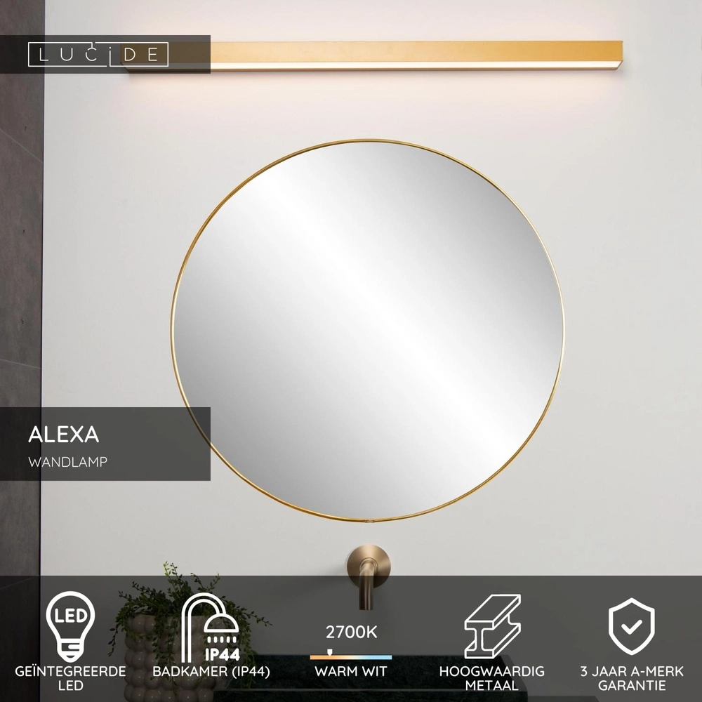 Lampe murale de salle de bain Alexa Or 90 cm - IP44 - 13W Lucide 5411212040534
