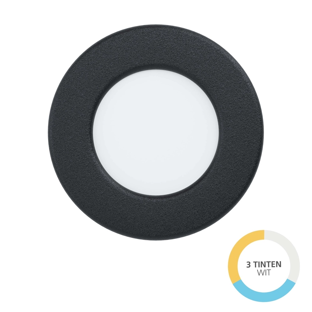 Projecteur encastré IP44 Fueva 6 rond - noir - Ø 8,8cm