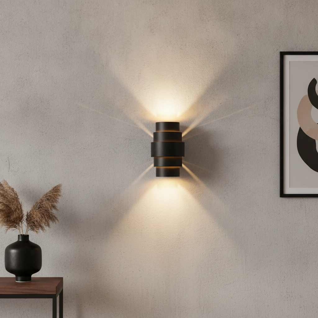 Applique murale design Rolls Noir avec intérieur doré