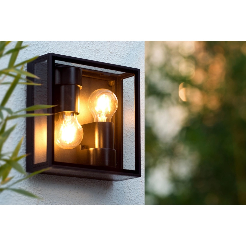 Lampe murale de conception Dukan IP65 double noir Lucide 5411212151889