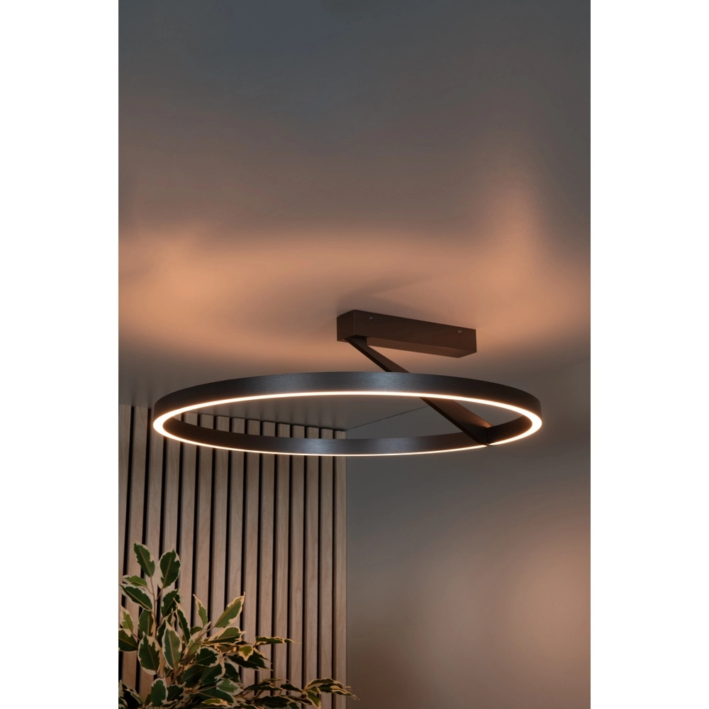 Lampe de plafond à design Applause Ø 60 cm - acier brossé - avec télécommande Premium by Lucide 5411212221803