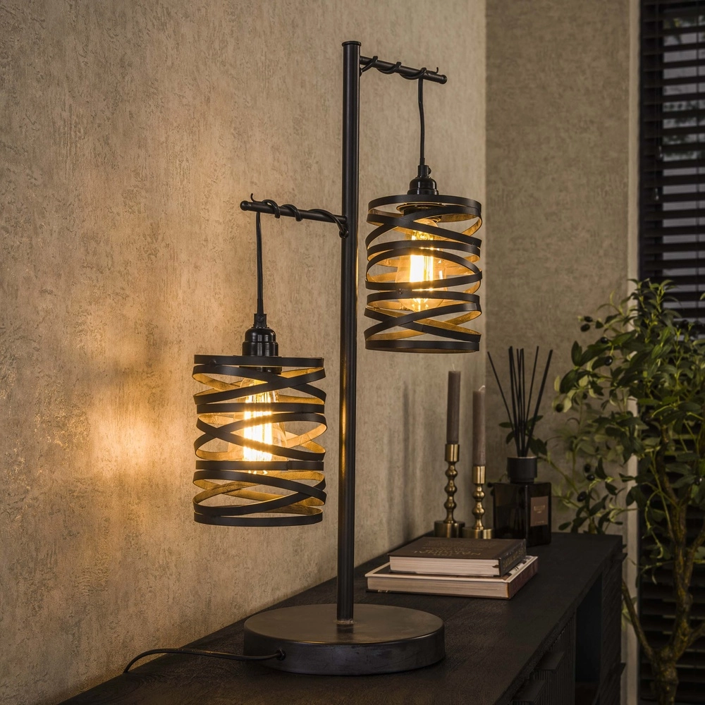 Lampe de table de campagne Spindle 2x E27 - gris ardoise