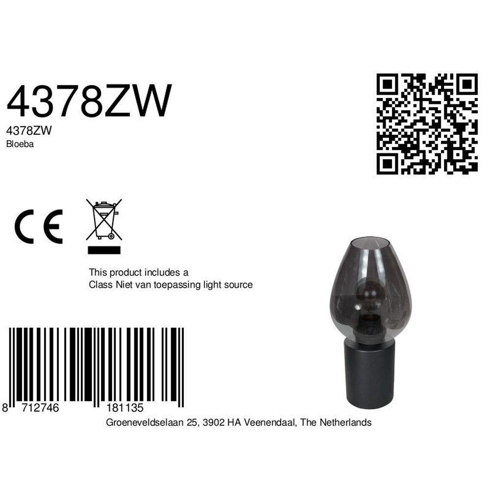 Lampe de table Bloeba verre fumé Ø 15cm Steinhauer 8712746181135