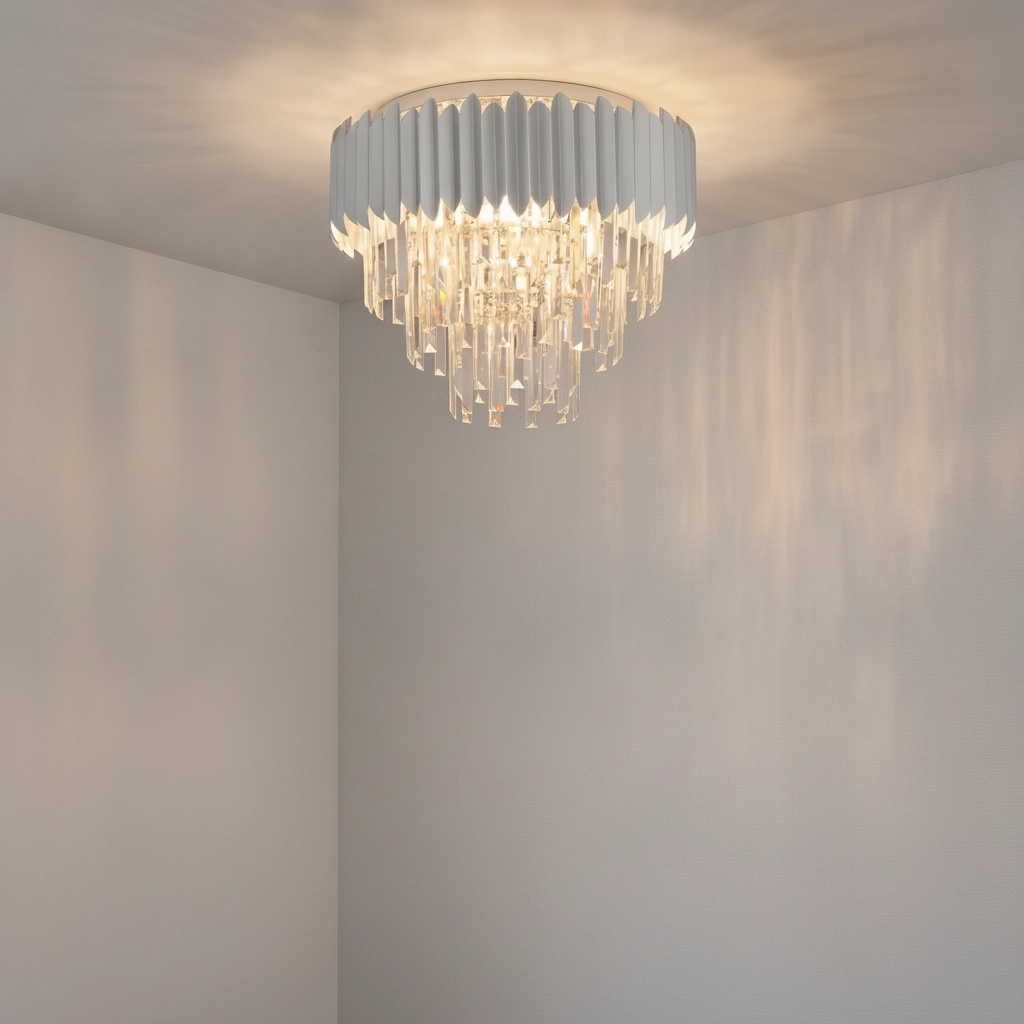 Plafonnier Magnolia chrome et cristal Ø 50cm