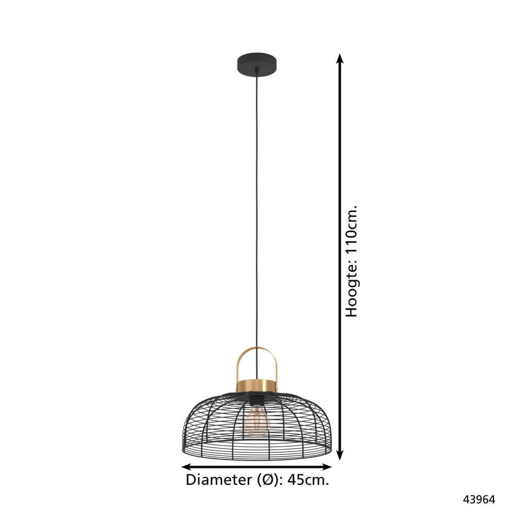 Lampe à fil Roundham Ø 45cm - noir avec or Eglo 9002759439644