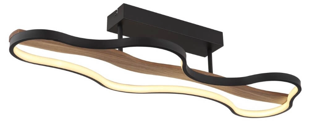 Plafonnier Bezzy design noir avec du bois Plafonnier Bezzy design noir avec du bois