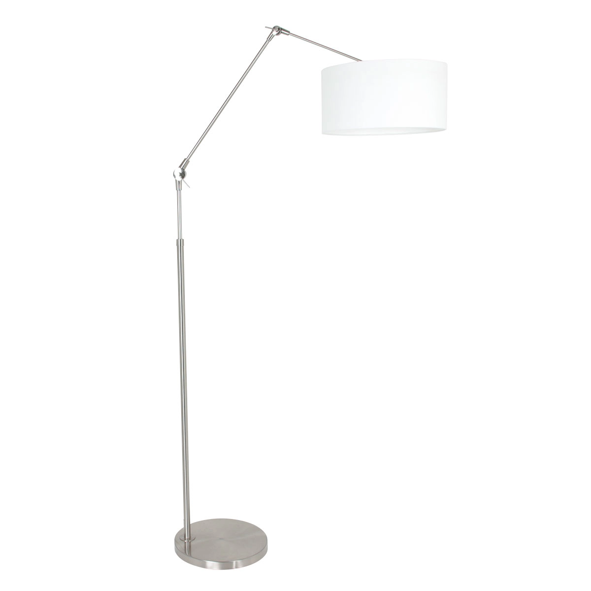 Lampe de lecture au sol Prestige Chic Acier inoxydable avec abat-jour en lin blanc 40 cm Lampe de lecture au sol Prestige Chic Acier inoxydable avec abat-jour en lin blanc 40 cm