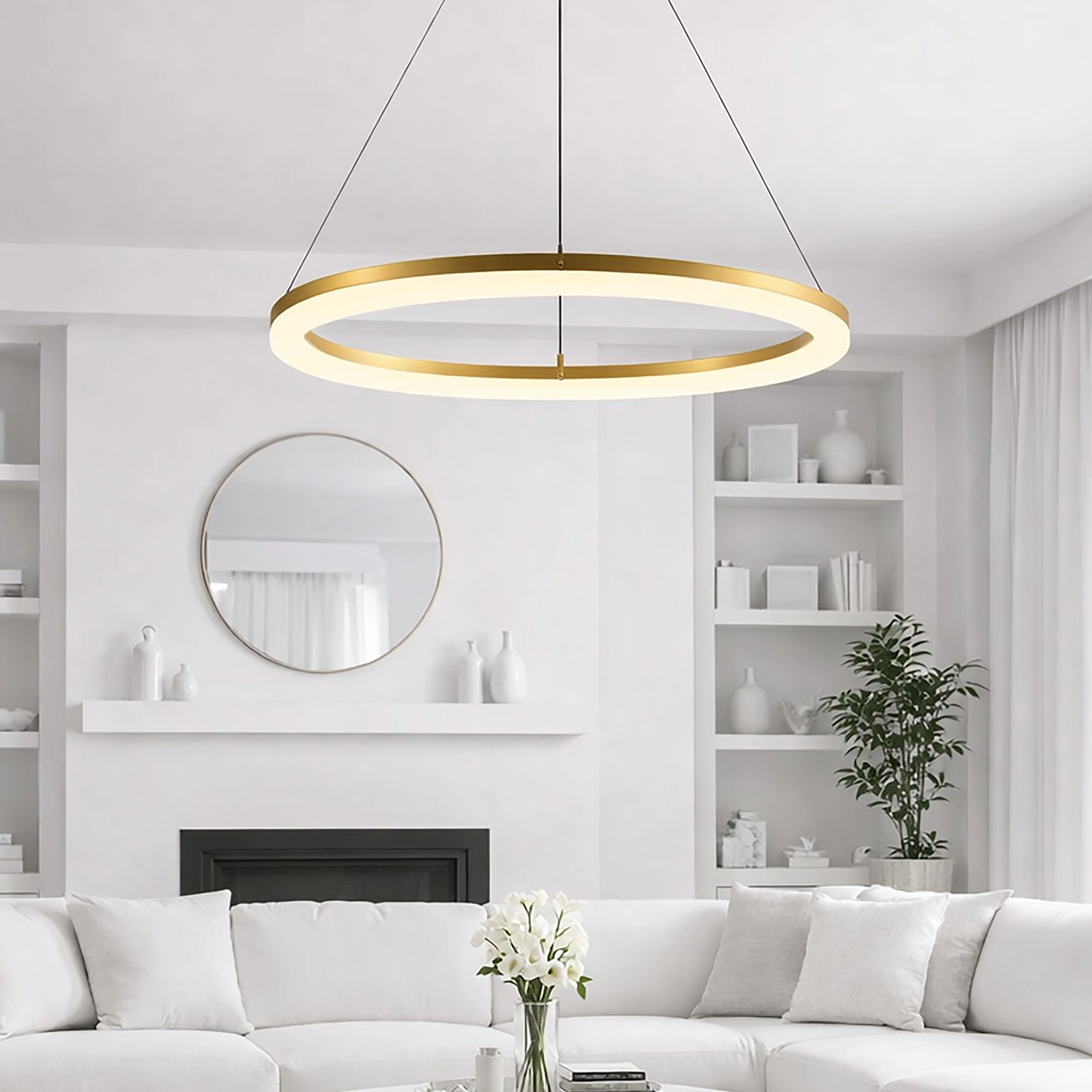 Lampe suspendue élégante Ara Ø 100 cm d’or Lyora 5053423316048