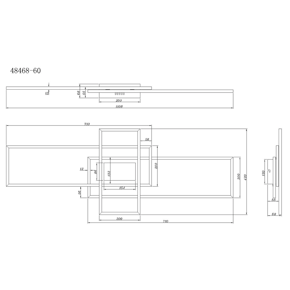 Lampe de plafond moderne Saunders Rectangle noir110cm Globo 9007371481354
