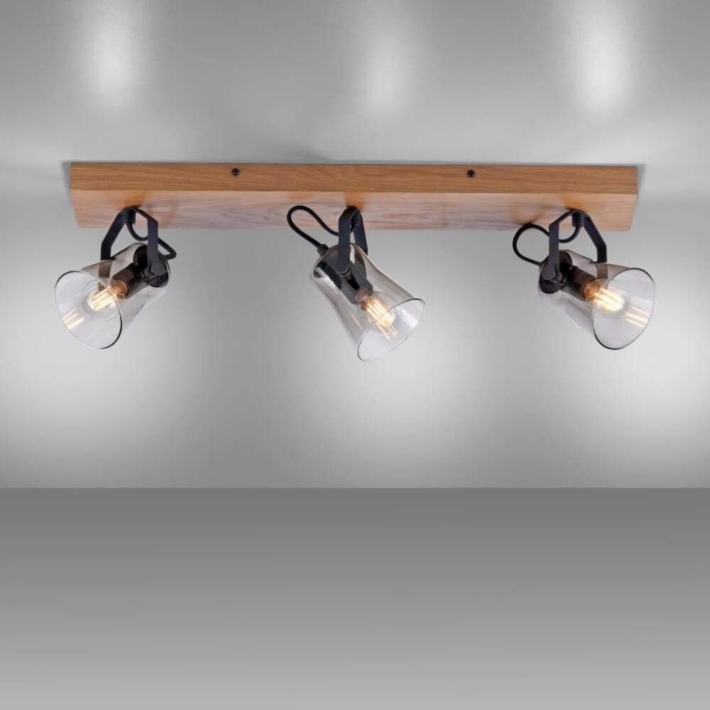 Plafonnier Green Langstrom en bois à 3 lumières Just Light 4043689994884