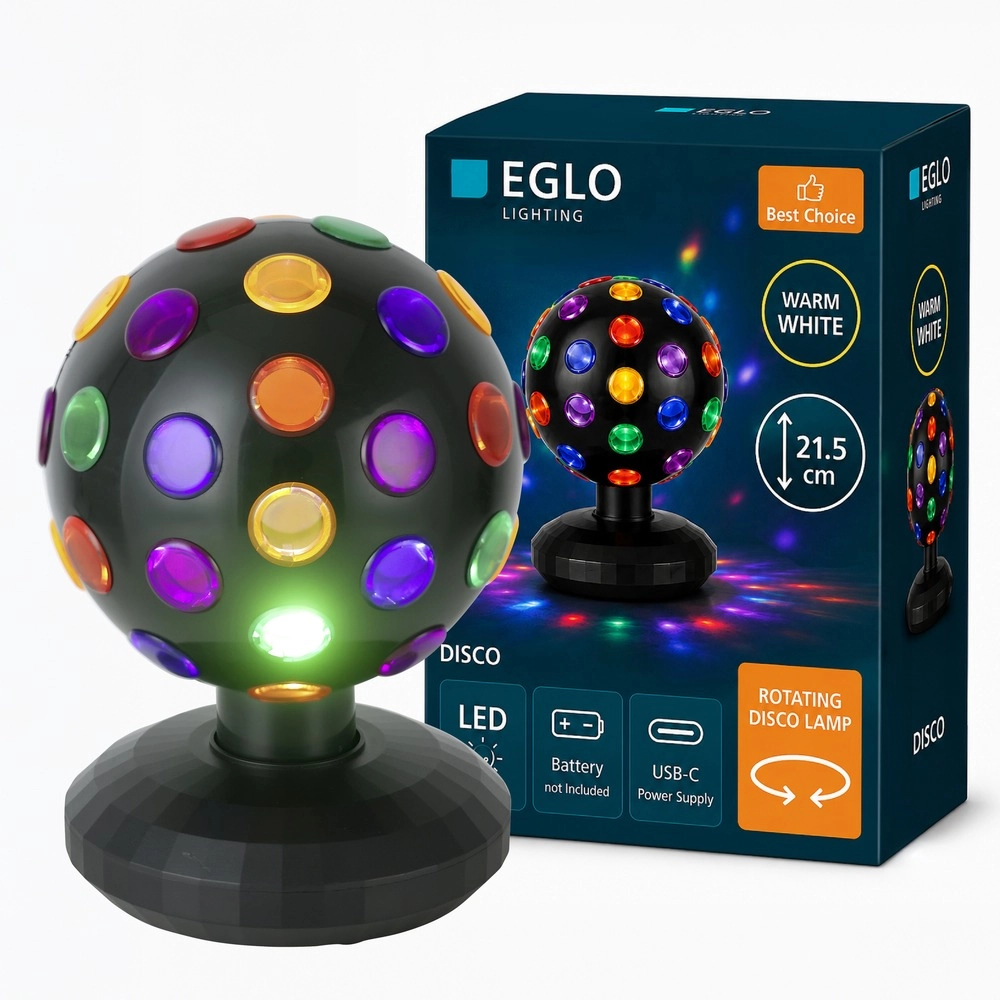 Lampe de table Disco Noir boule Eglo 9002759743055