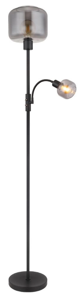 Lampadaire noir Giuseppe verre de fumée Globo 9007371438228