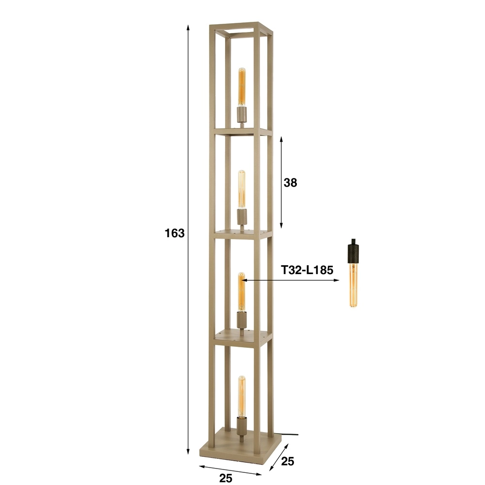 Lampe sur pied marron sable Quadra Japandi - 4x E27 Lyora 8716803511439